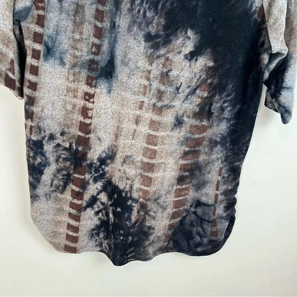 Coin 1804 Marble Tie Dye Cowl Neck Sweater Jersey Knit Medium Black Tan Top M - Picture 9 of 10